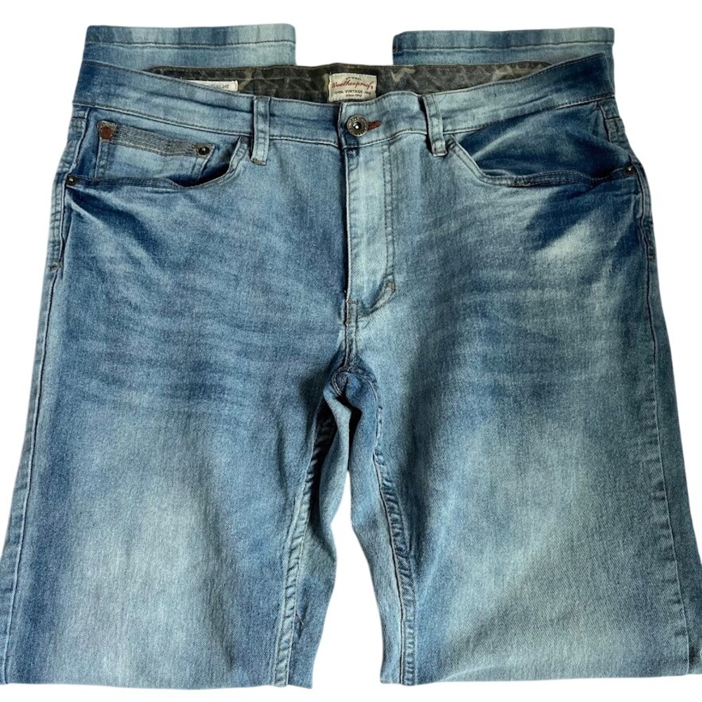Weatherproof Vintage Jeans Mens 36x34 Light Blue Excellent Straight Fit Stretch
